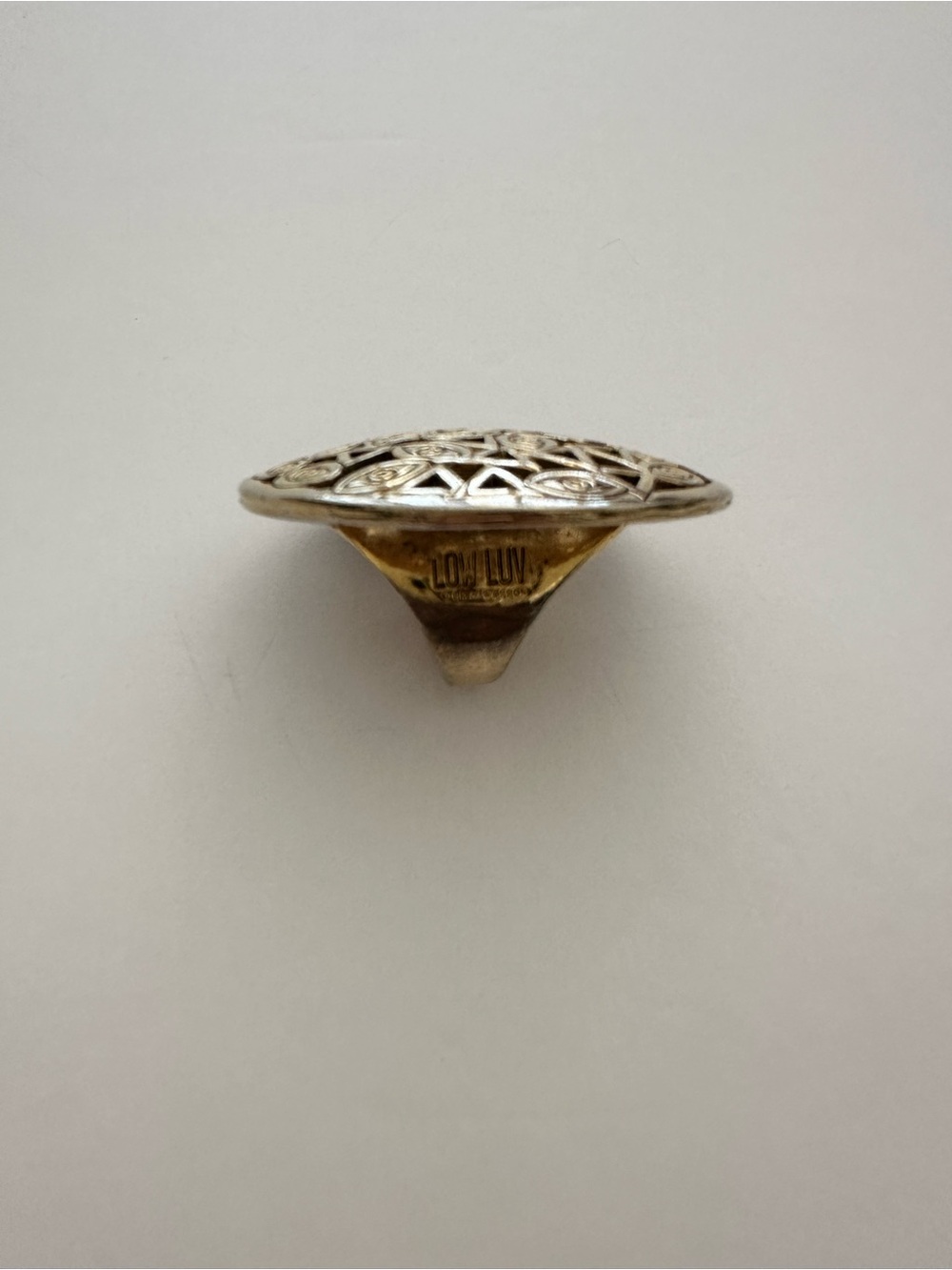 Low Luv Gold-Tone Filigree Round Statement Ring - Picture 3 of 4